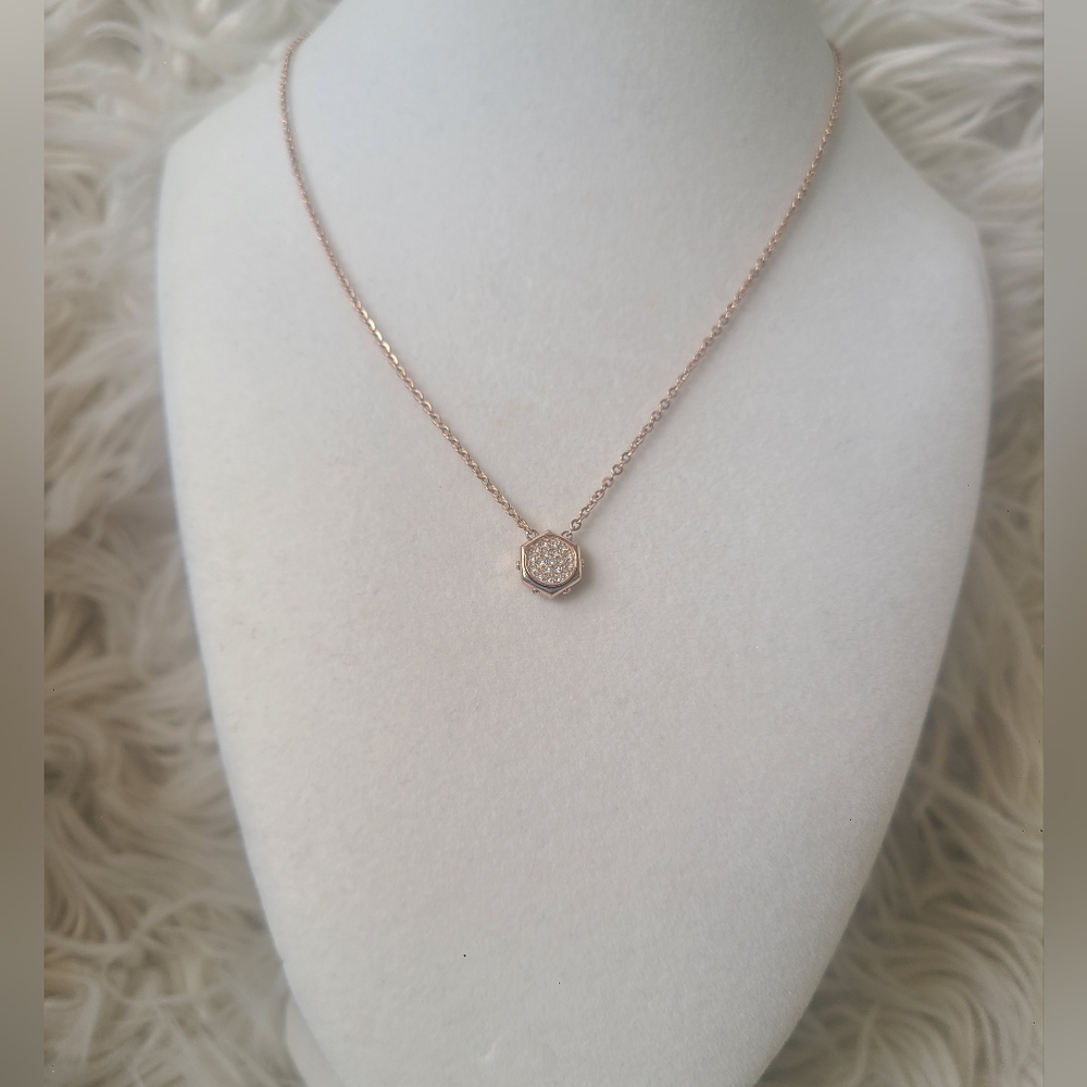 Swarovski Crystal Bolt Necklace Rose Gold Clear- Great Condition